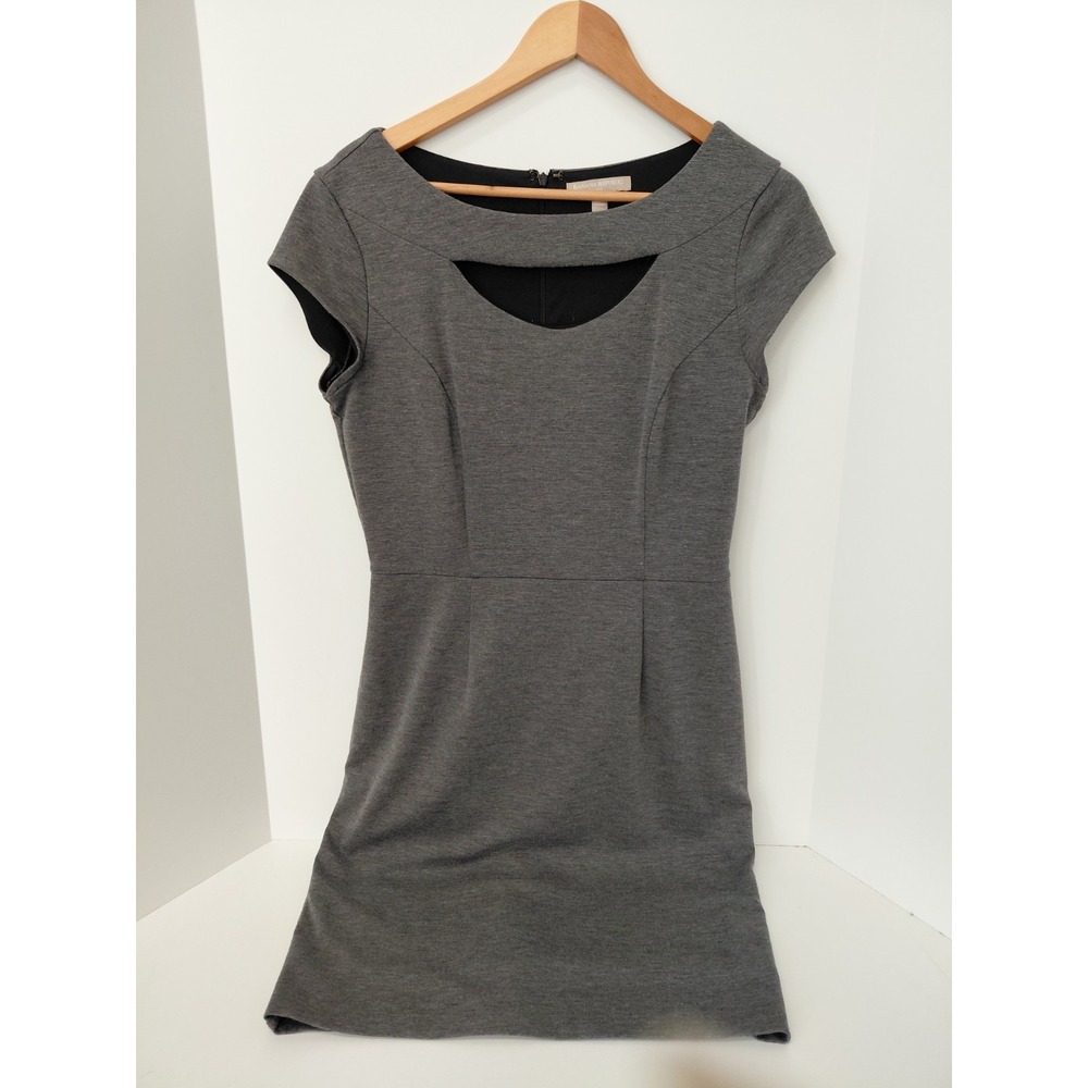 Banana Republic Cap Sleeve Cutout Sheath Dress Business Casual Heather Gray Sz 8